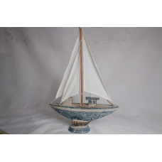 ЛОДКА ДЪРВО СИНЬО-БЯЛО Н48/30/10